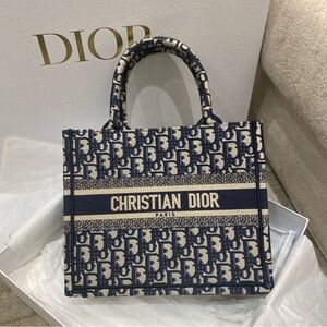 Dior Navy and Cream Logo Tote